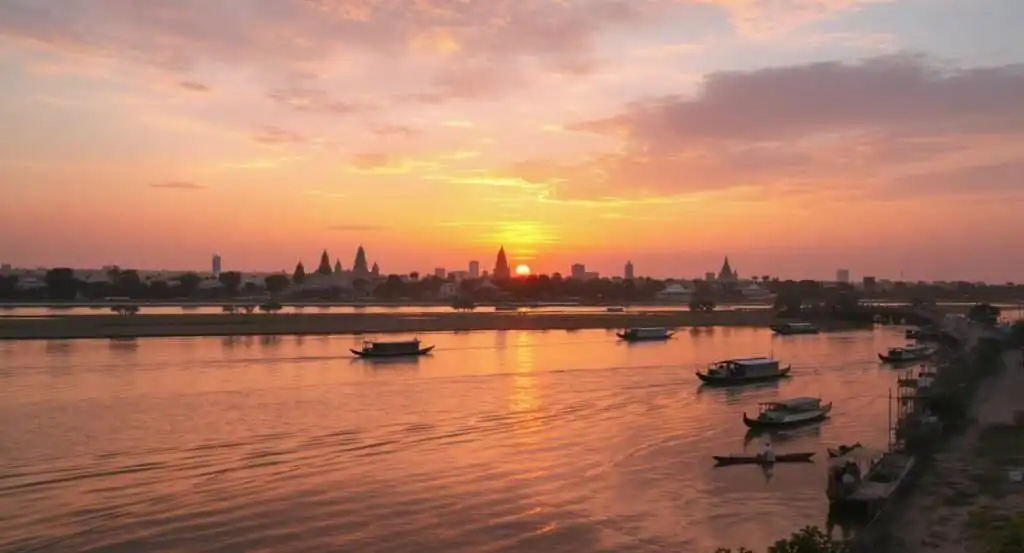 Sunset mekong river